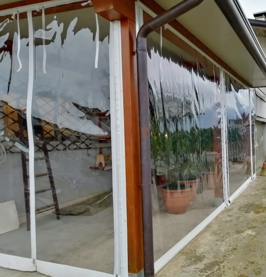 Telo copertura pergolato，pannelli laterali in tela cerata impermeabile  trasparente in PVC da 0,5 mm, telone trasparente con occhielli for veranda