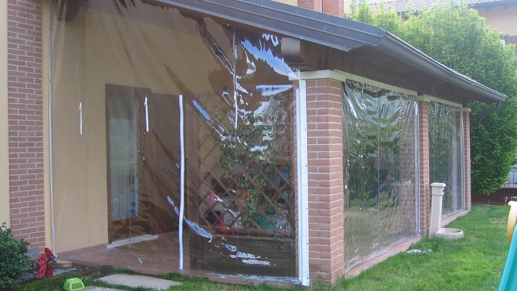 Telo copertura pergolato，pannelli laterali in tela cerata impermeabile  trasparente in PVC da 0,5 mm, telone trasparente con occhielli for veranda