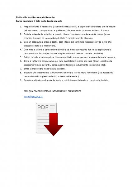 ISTRUZIONI PER IL CAMBIO TESSUTO